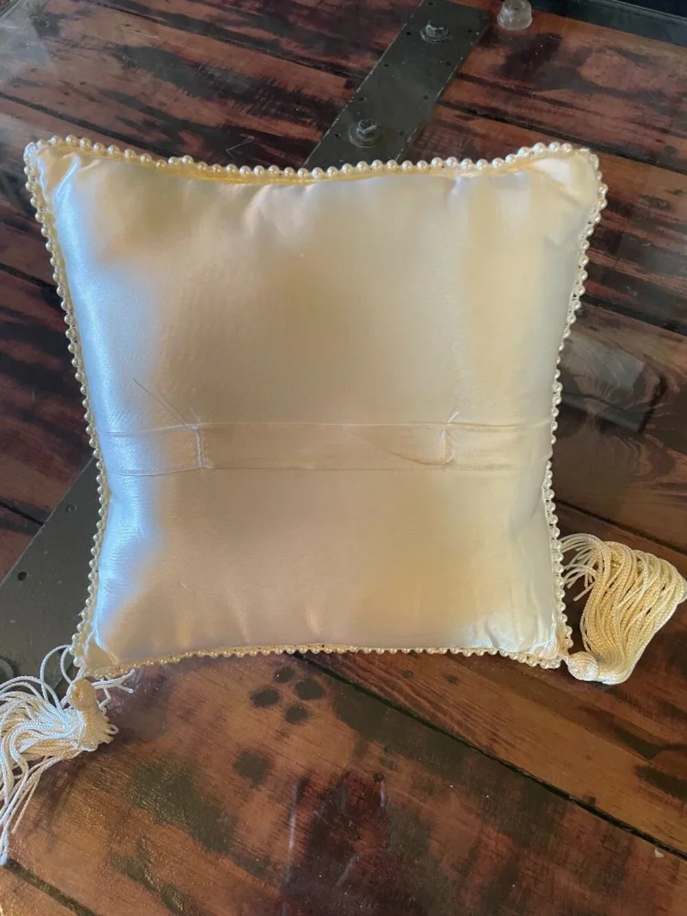 Vintage Ivory Satin Wedding Ring Bearer Pillow